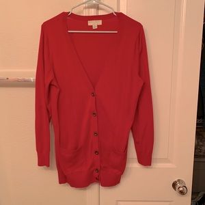 Red long cardigan